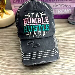 Stay humble, hustle hard distressed hat